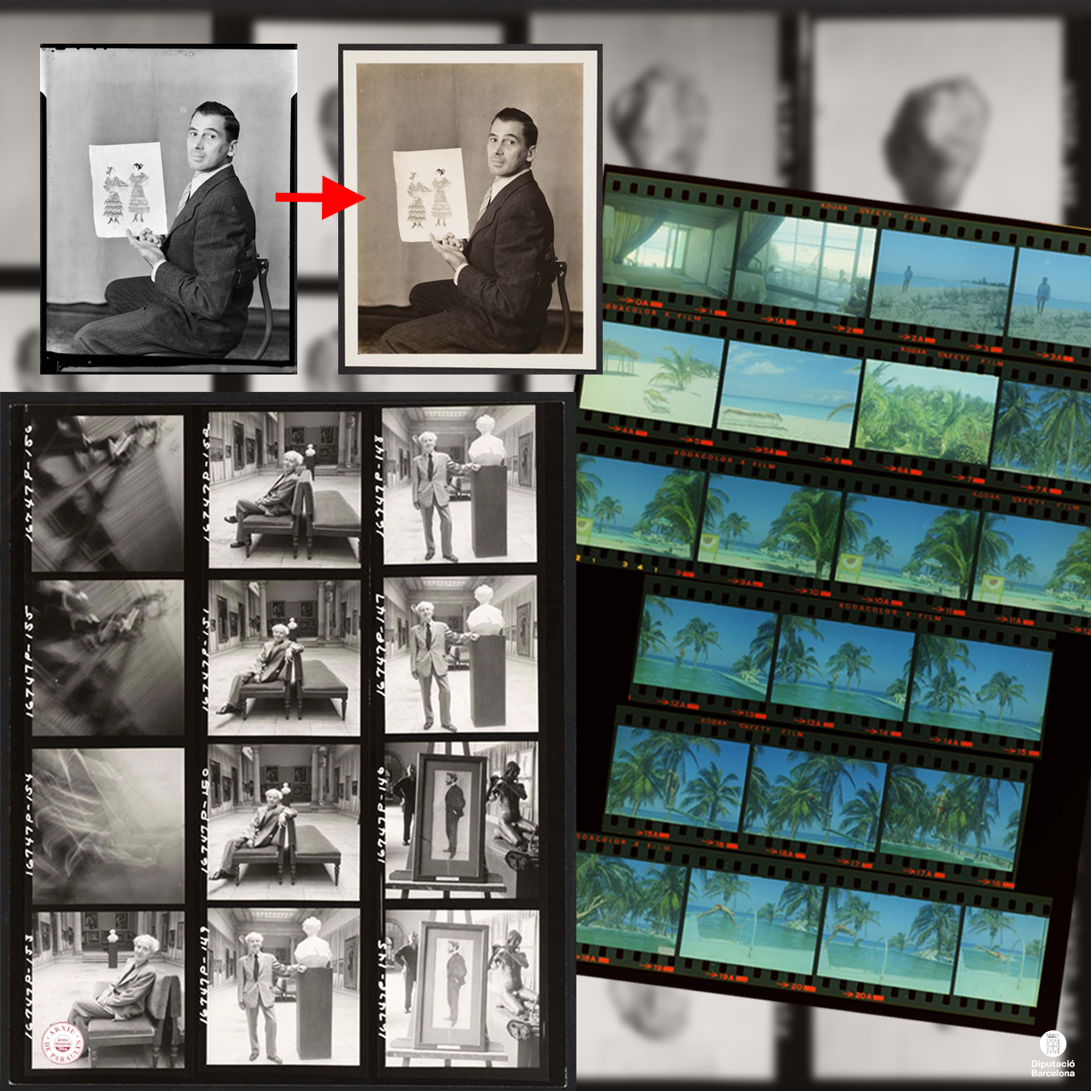 Fotocomposició amb diverses imatges que procedeixen del fons Junyer i Canals