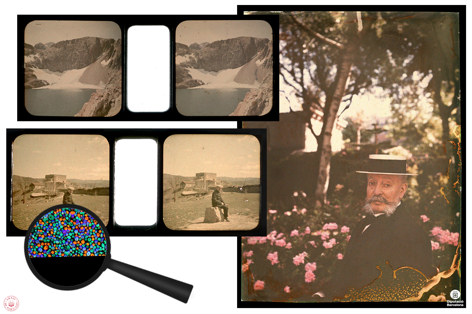 Fotomuntatge amb diversos autocroms procedents del fons Emili Juncadella Vidal