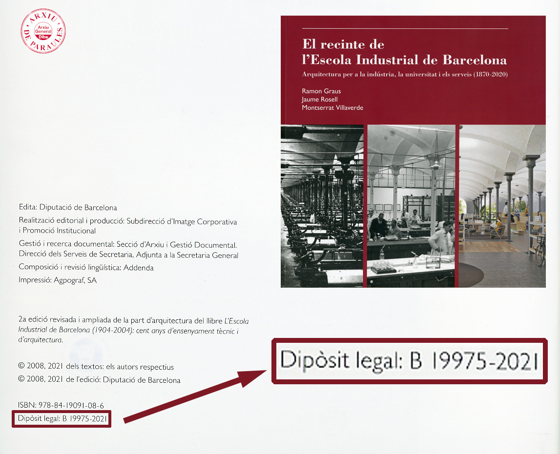 Portada del llibre El recinte de l'Escola Industrial de Barcelona.