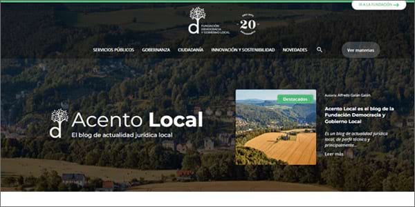 Nou blog d'actualitat jurídica de la Fundación Democracia y Gobierno Local. Foto: Web del blog