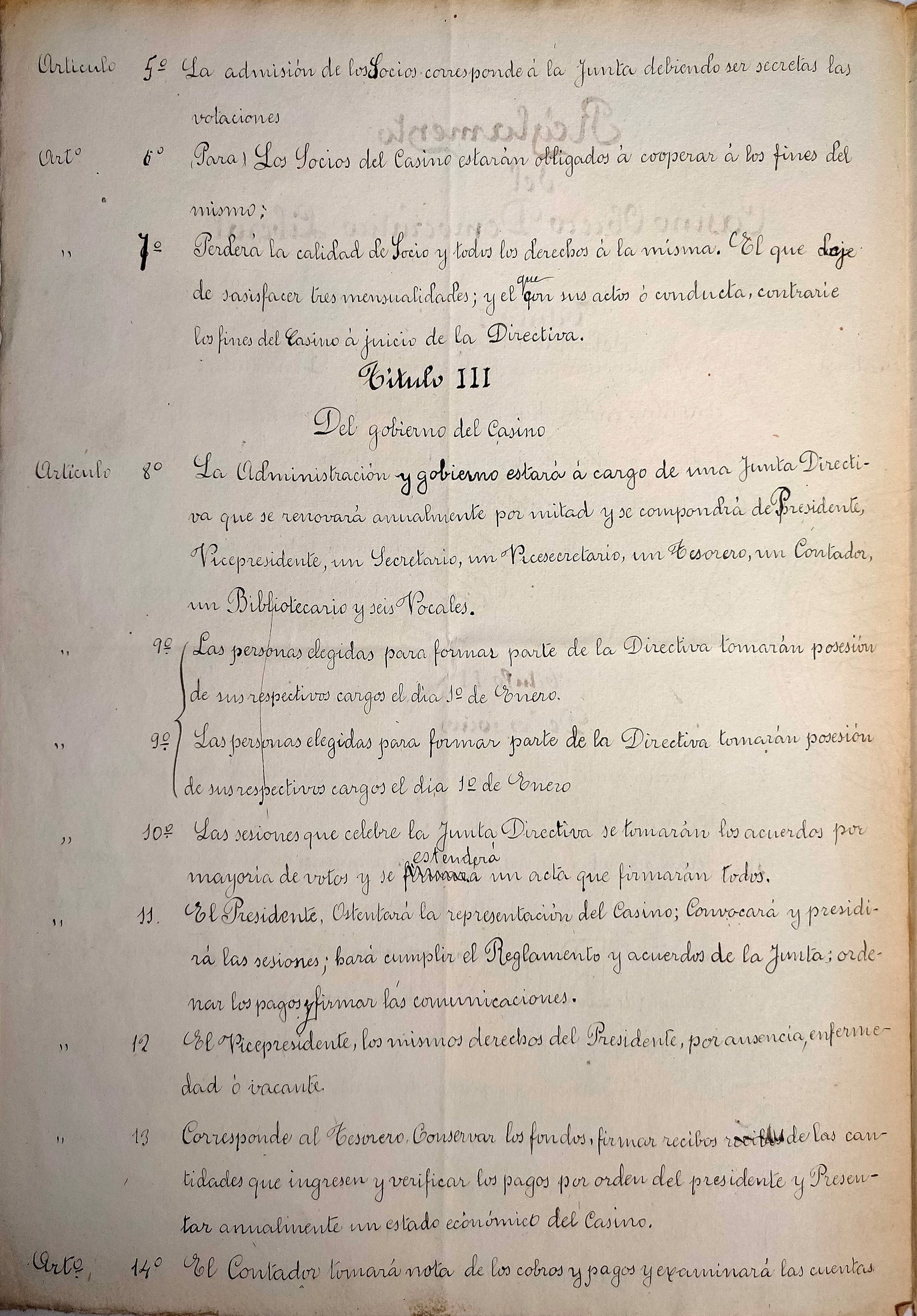 imatge Esborrany del reglament del Casino Obrero Democrático Liberal, 1913, Sant Hipòlit de Voltregà. Arxiu Municipal de Sant Hipòlit de Voltregà.