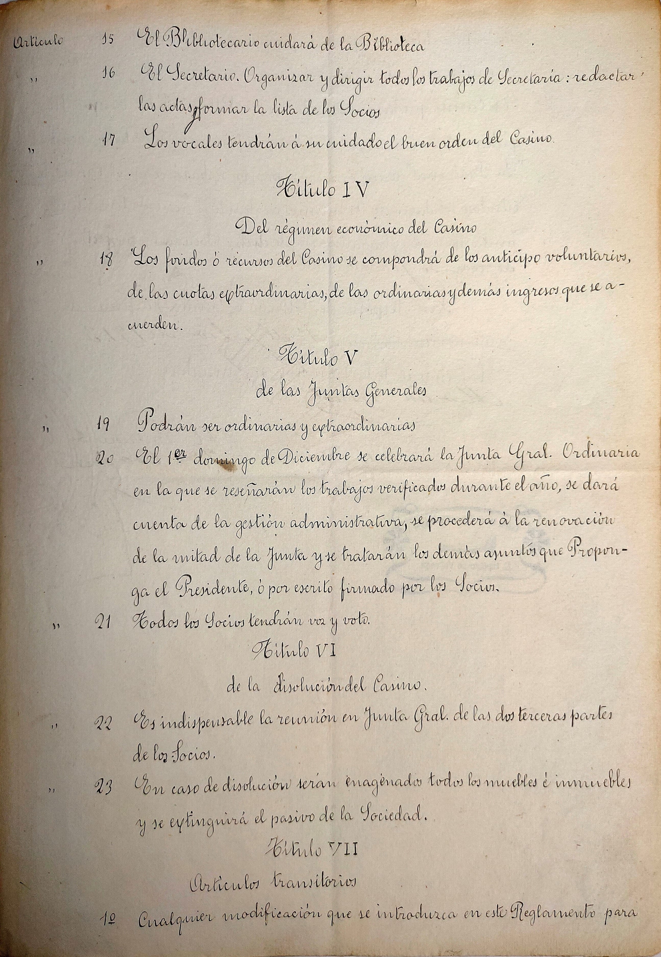 imatge Esborrany del reglament del Casino Obrero Democrático Liberal, 1913, Sant Hipòlit de Voltregà. Arxiu Municipal de Sant Hipòlit de Voltregà.