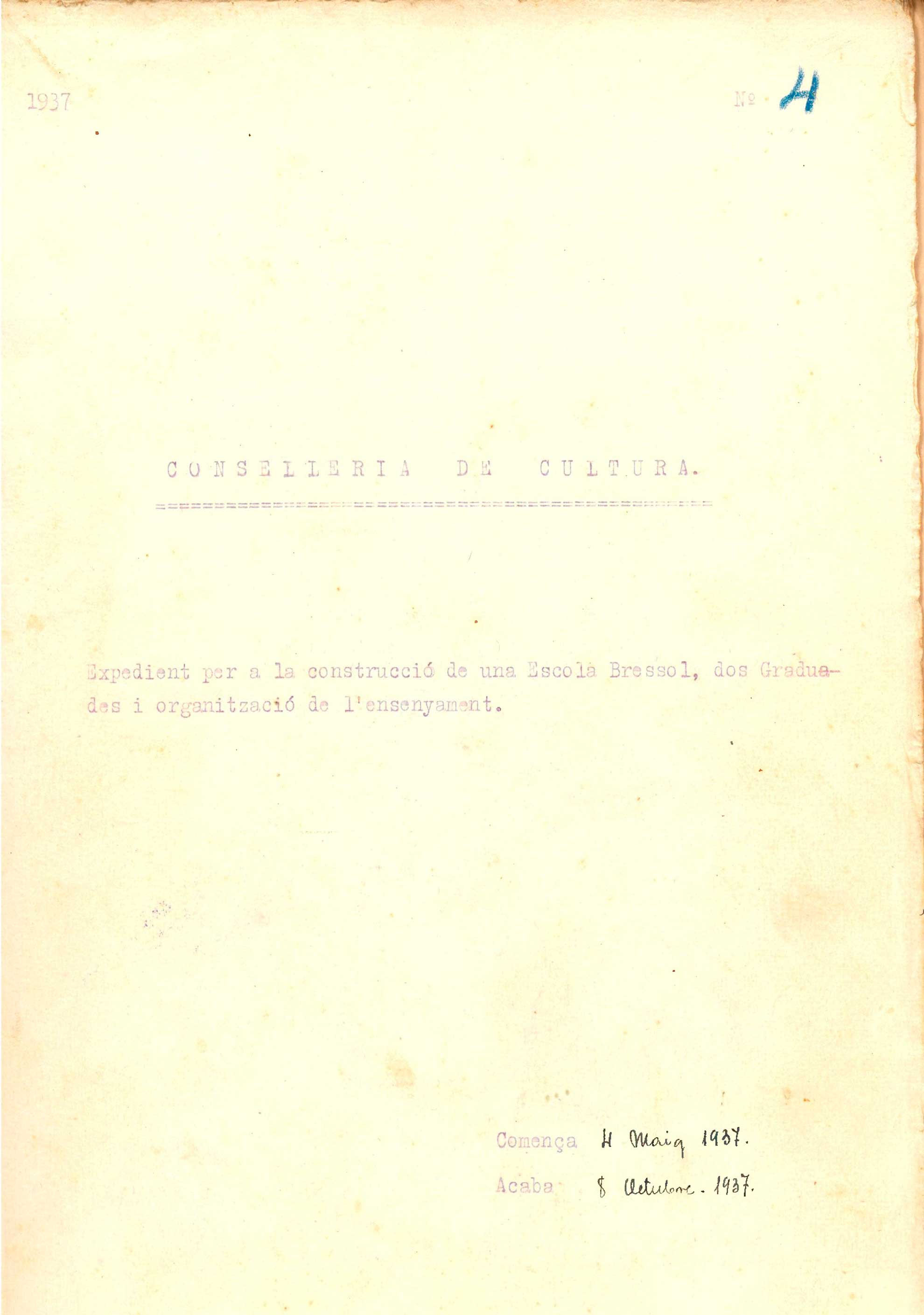 imatge Dictamen sobre la situació escolar, 1937.
