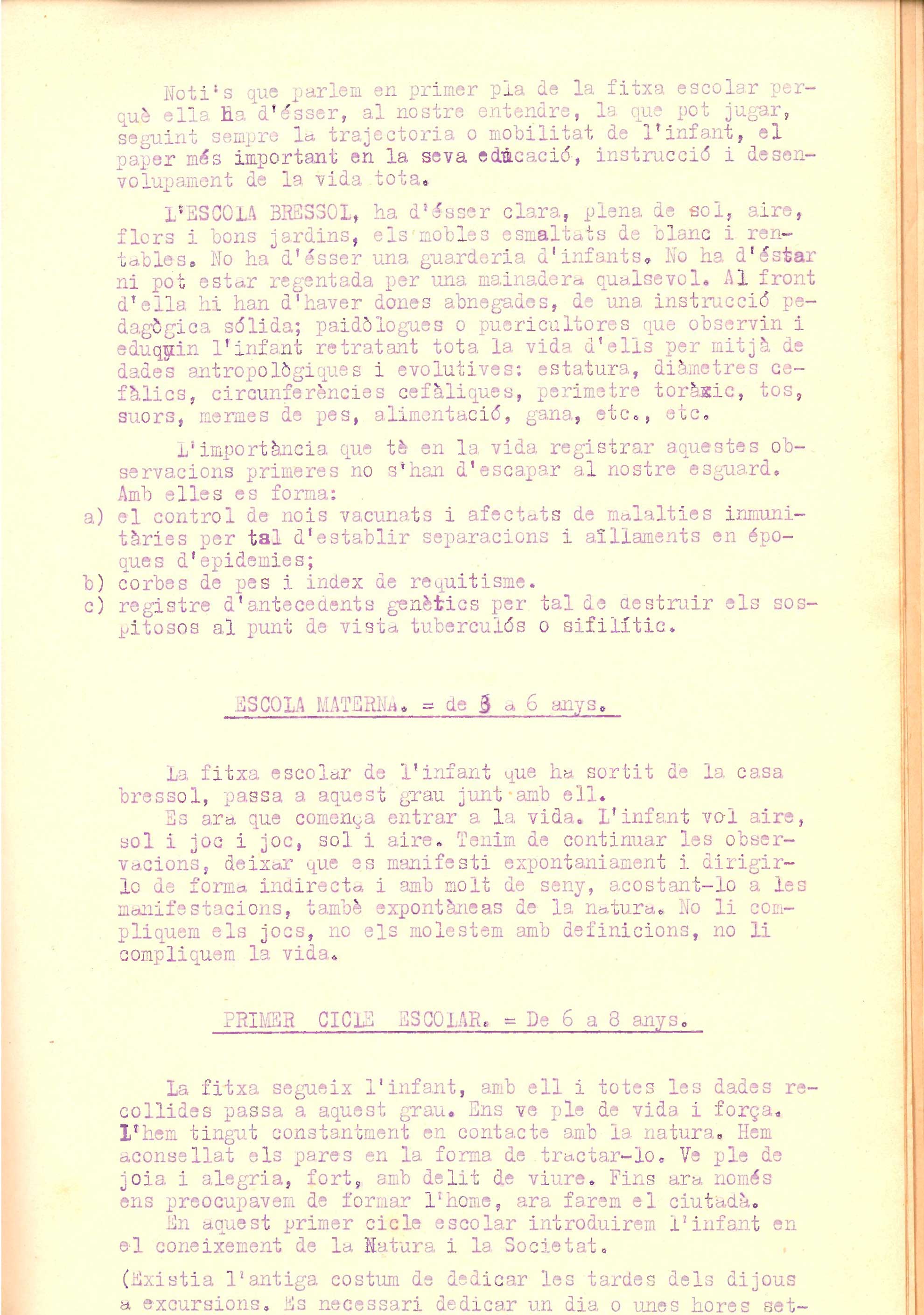imatge Dictamen sobre la situació escolar, 1937.
