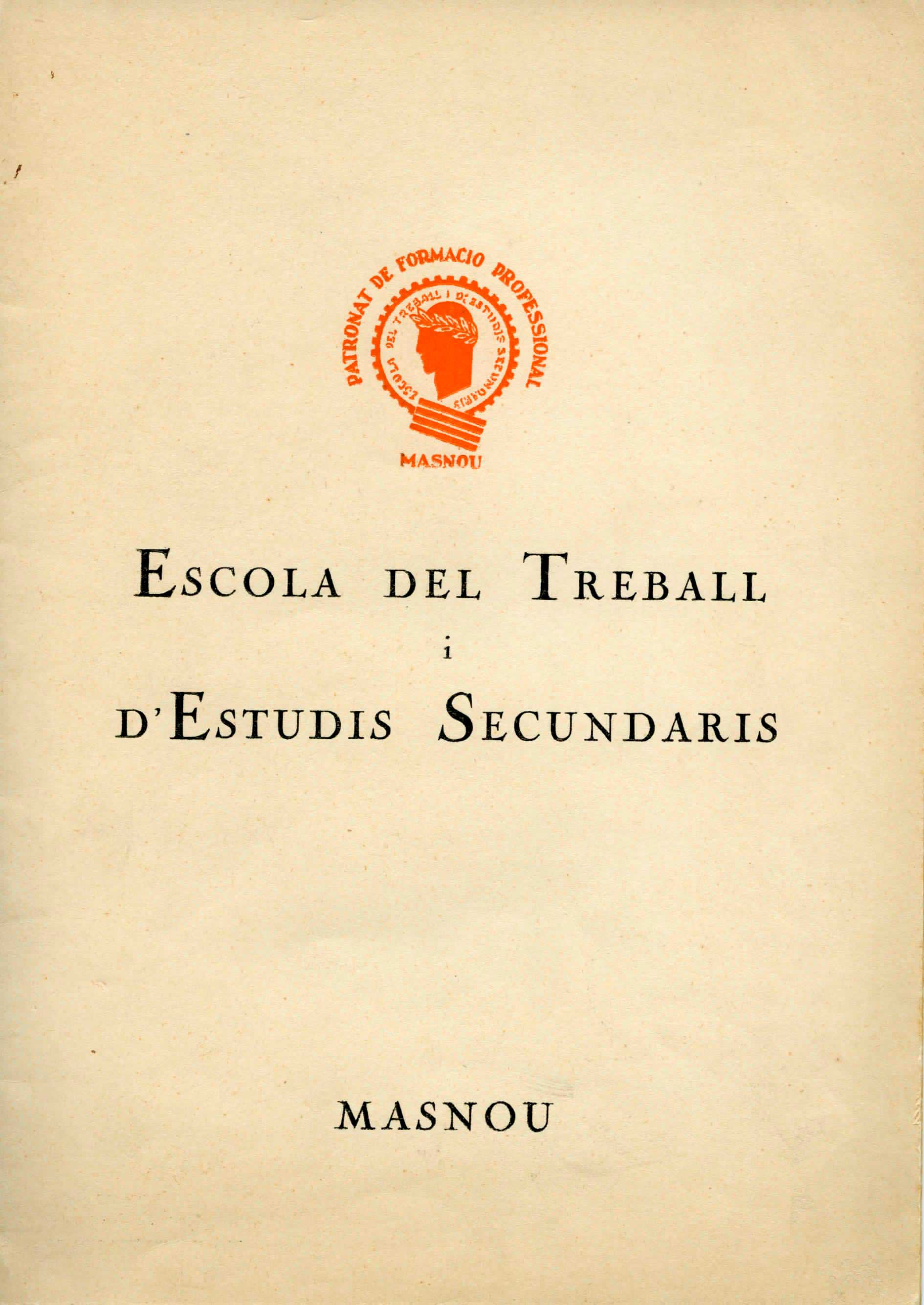 imatge Dossier de presentació de l'Escola del Treball i d'Estudis Secundaris, 1933.