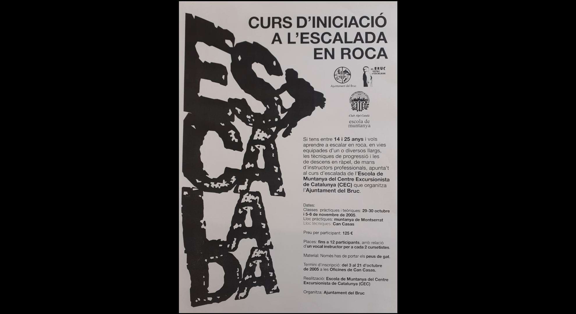 imatge Cartell curs d'iniciació escalada en roca, 2005, El Bruc. Arxiu Municipal del Bruc.