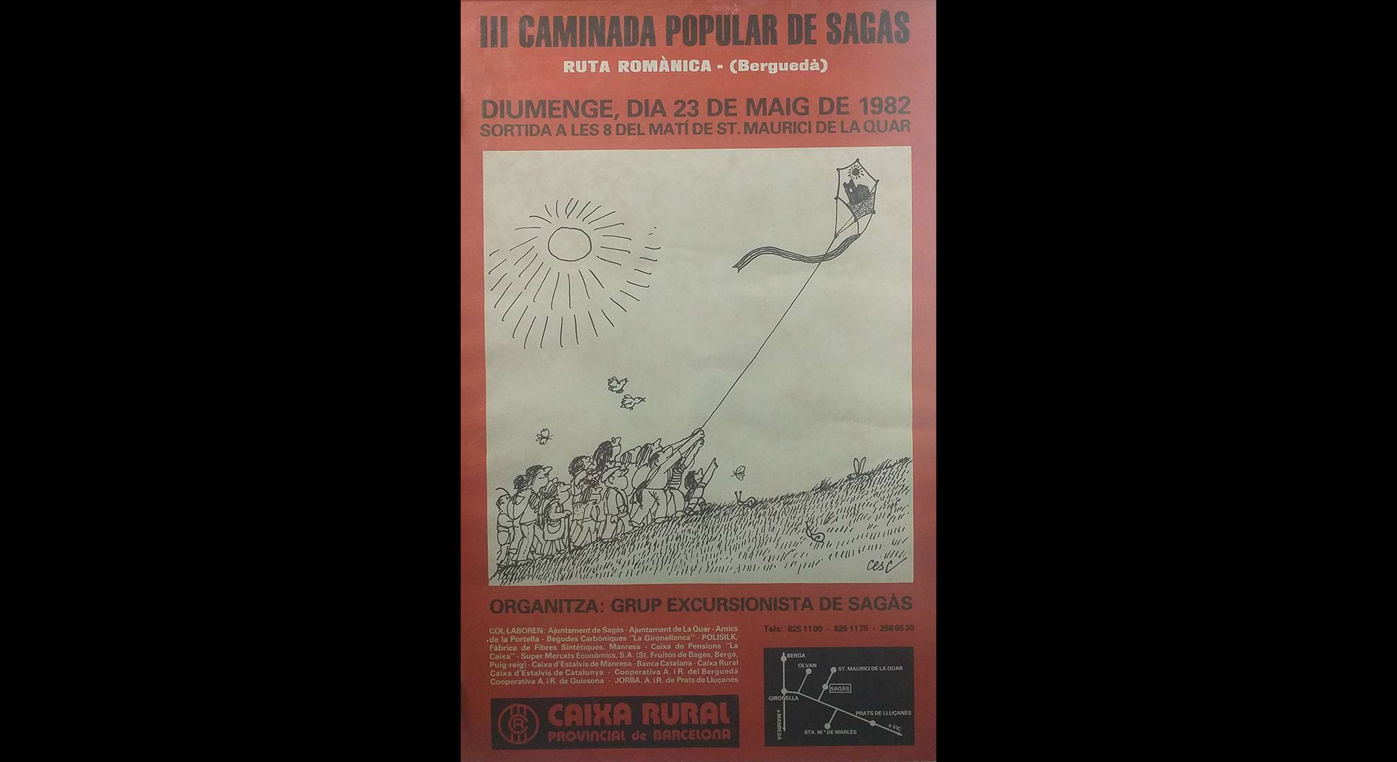 imatge Cartell de la III Caminada Popular de Sagàs, 1982, Sagàs. Arxiu Municipal de Sagàs.