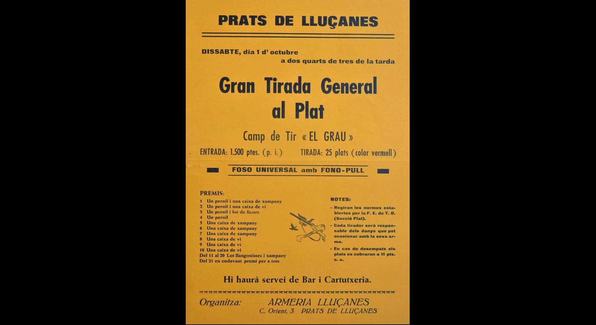 imatge Cartell Gran Tirada General al Plat, 1983, Prats de Lluçanès. Arxiu Municipal de Lluçà.