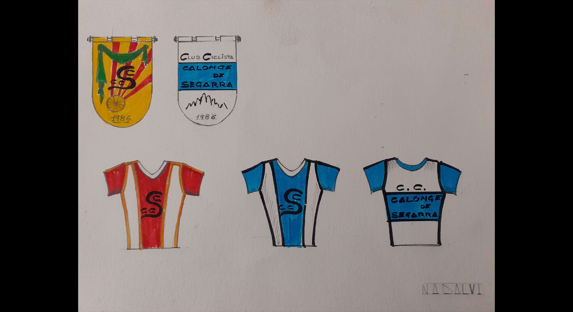 imatge Esbós de les propostes d'uniforme del Club Ciclista de Calonge de Segarra, 1988, Calonge de Segarra. Arxiu Municipal de Calonge de Segarra.