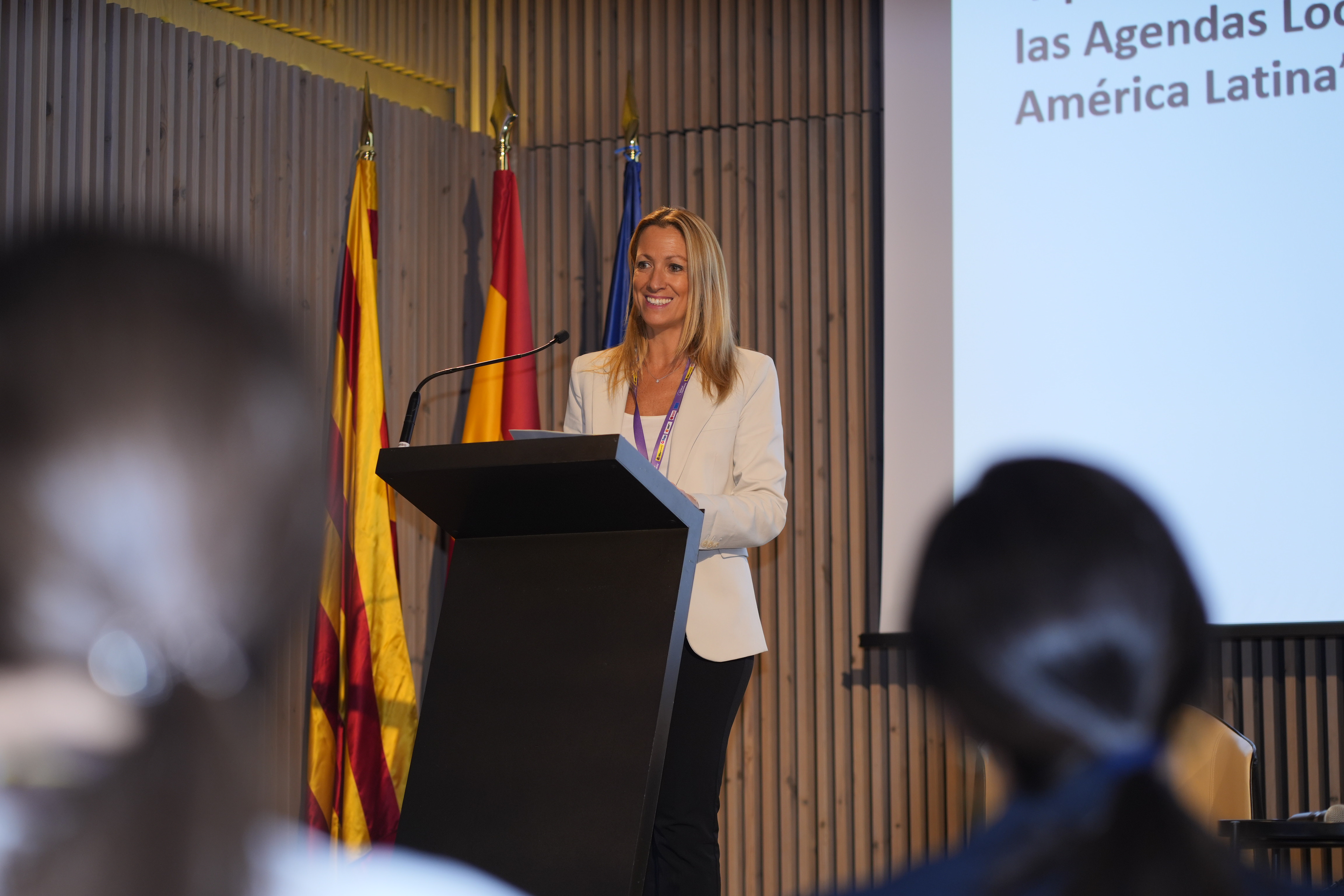 Maria Eugènia Gay, durant la jornada sobre sistemes locals de cures Maria Eugènia Gay, durant la jornada sobre sistemes locals de cures