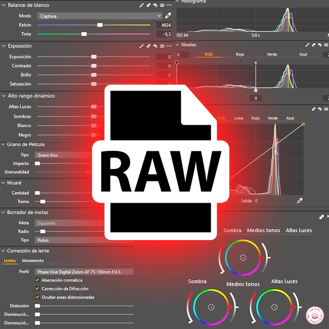 Muntatge de imatge amb característiques del format Raw de fotografia