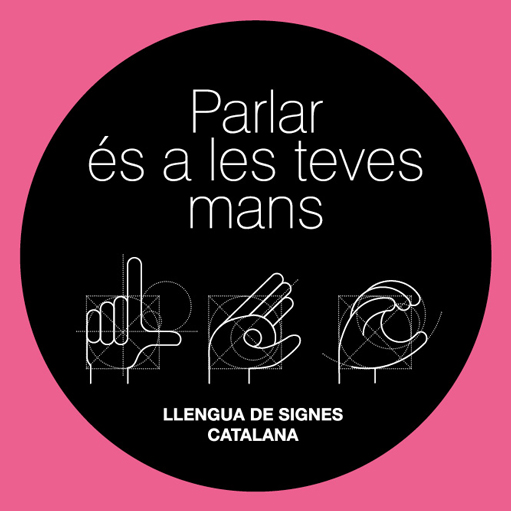 Cartell gràfic de l'exposició Parlar és a les tees mans