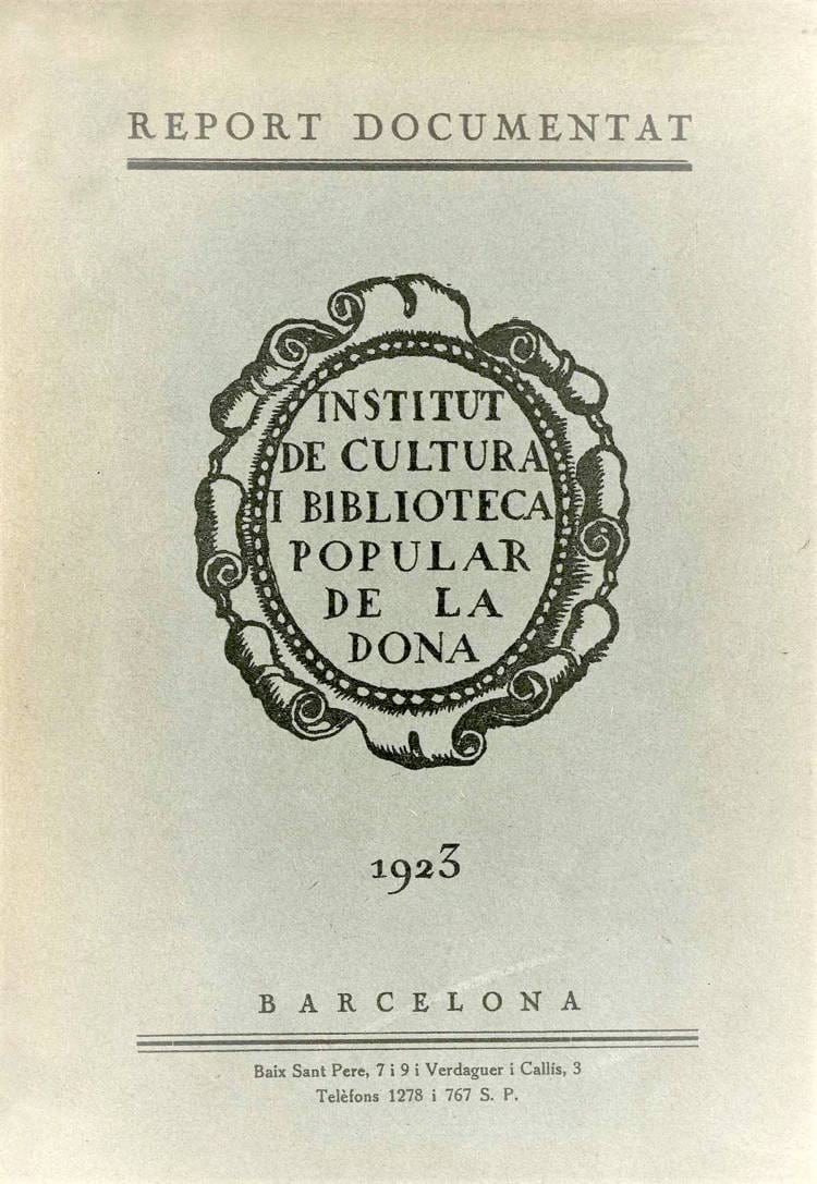 Memòria documentada de l’Institut de Cultura i Biblioteca Popular de la Dona, 1923. Fons: Institut de Cultura i Biblioteca Popular de la Dona. (CAT AGDB 2)